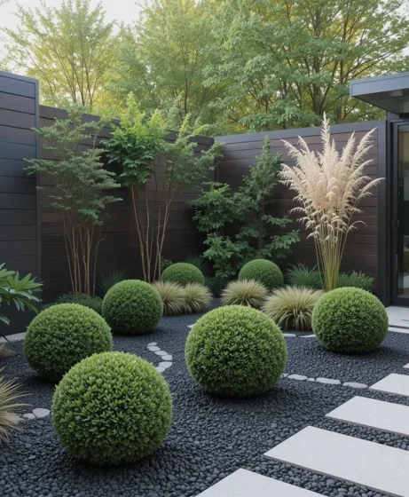 Contemporary Black Gravel Garden 