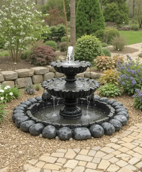 Decorative Black Rock Water Feature