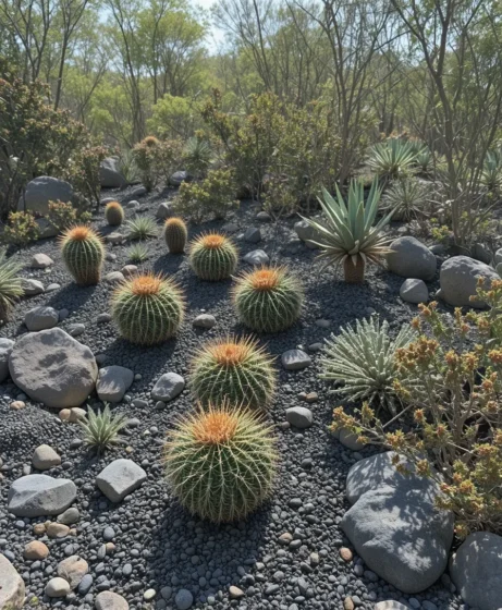 Desert Landscaping with Black Rocks