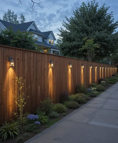 Fence-Mounted Solar Lights for Border Definition