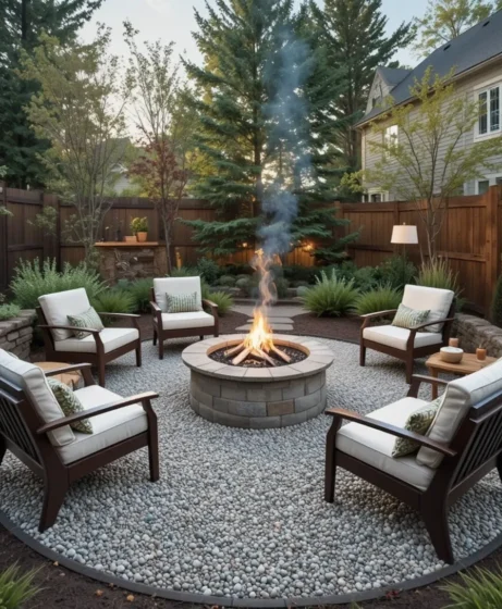 Fire Pit Area with Gravel Surround