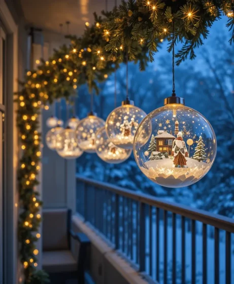 Hanging Snow Globes with Lights