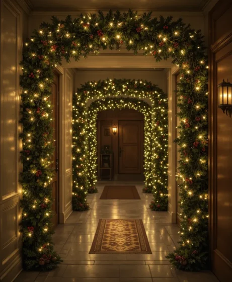 Lighted Garland Over Doorways