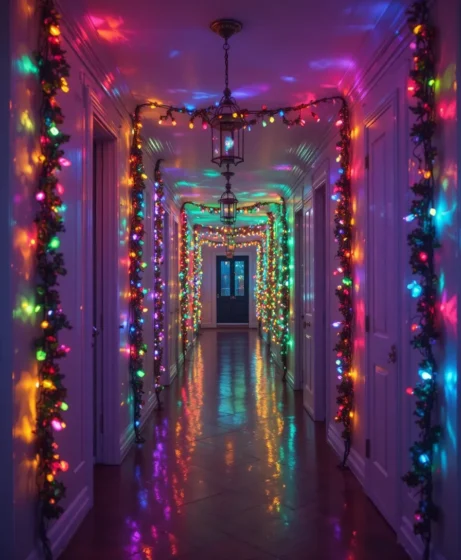 Multicolor LED Strands - Christmas Hallway Light Ideas