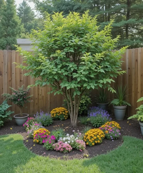 Plant a Tree with Surrounding Flowers