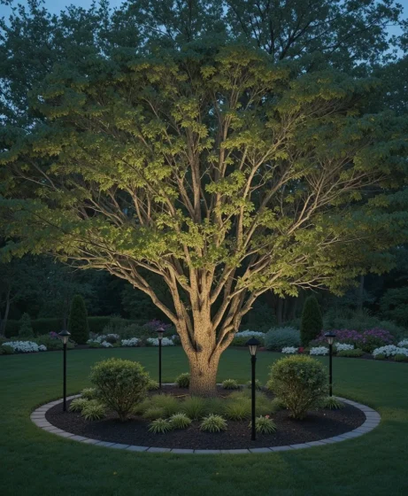 Solar Path Lights Around Trees