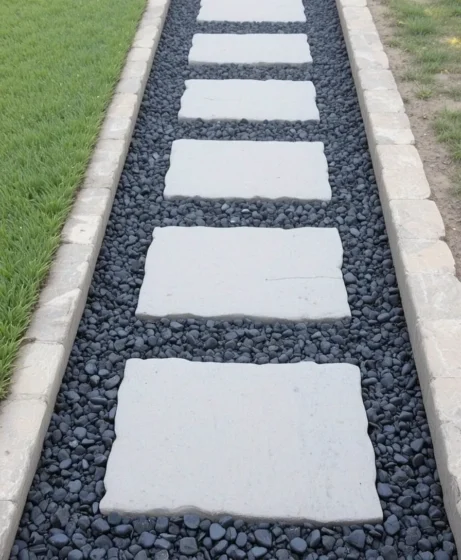 Stepping Stones with Black Rock Filler