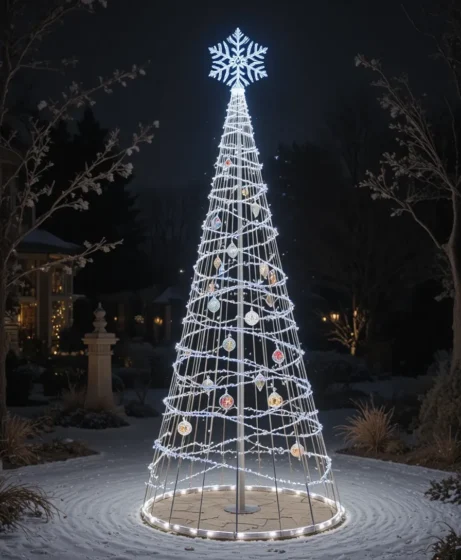 Tapered Rope Lights Outdoor Christmas Tree