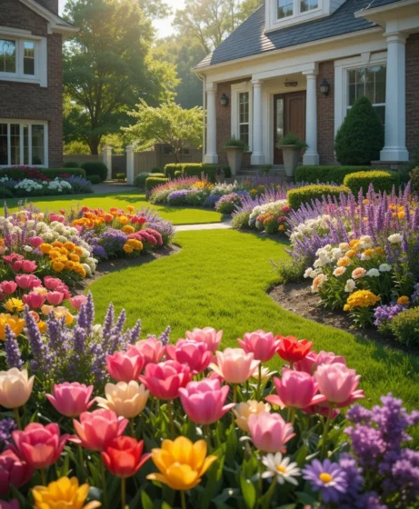 Use Vibrant Flower Beds