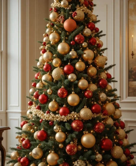 Gold and Red Christmas Tree Decoration 