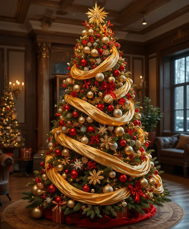 Gold and Red Christmas Tree Decoration