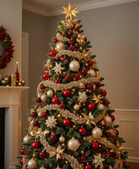 Gold and Red Christmas Tree Decoration 