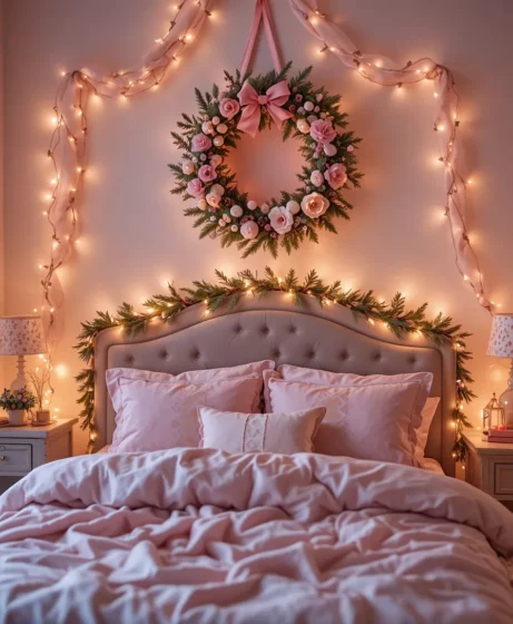 Pink Christmas Wreath Accent