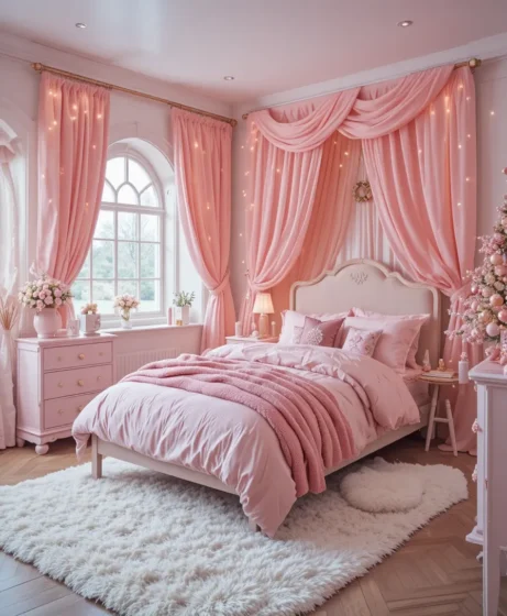 Pink Ribbon Drapes and Details