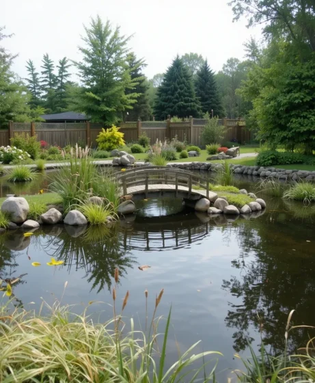 Pond with Bridge