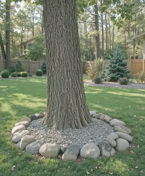 River Rocks Around Trees