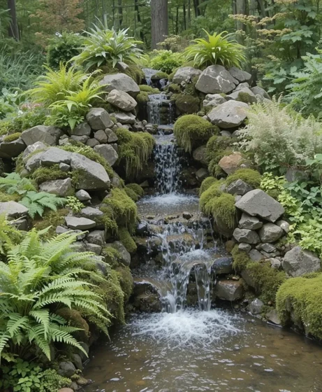 Rock Waterfall with Ferns