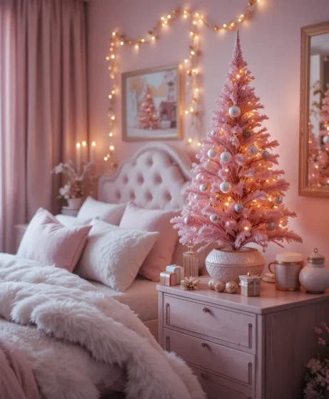 Small Pink Christmas Tree Accent