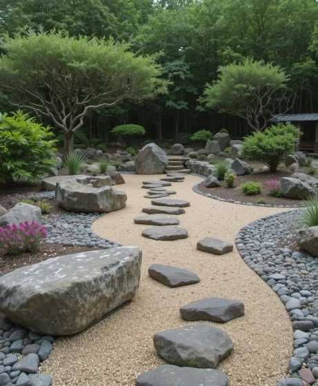 Zen Garden with River Rocks