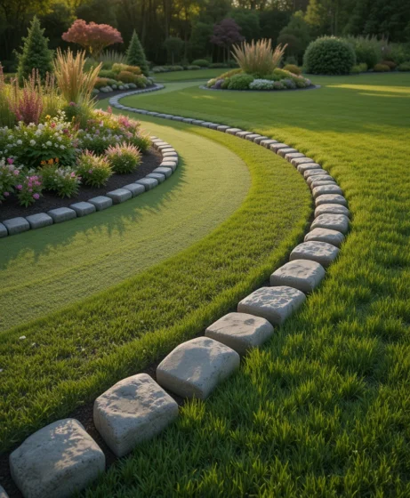 Lawn Stone Edging Ideas