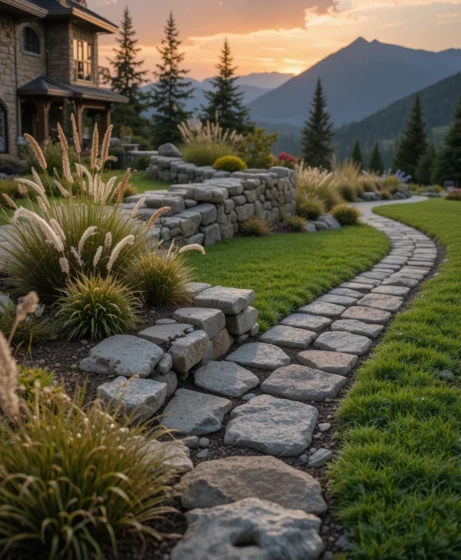 Lawn Stone Edging Ideas