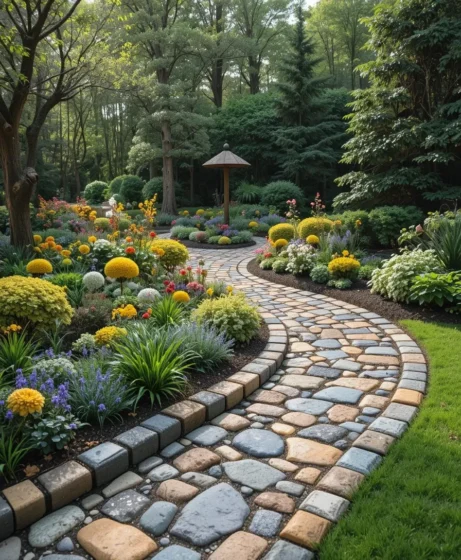 Mosaic Path Edges for Artistic Gardens
