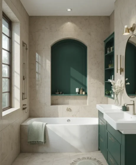 Dark Green Bathroom Niche
