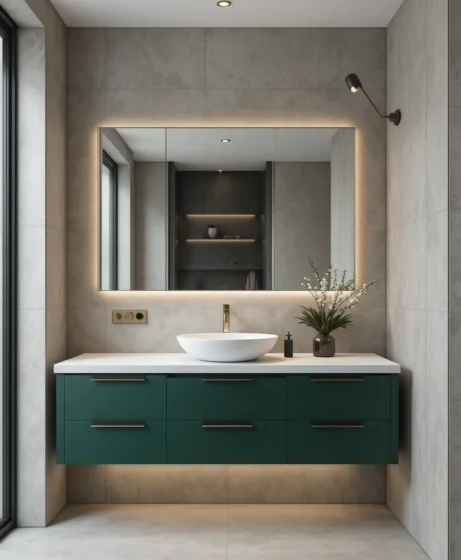 Dark Green Floating Vanity