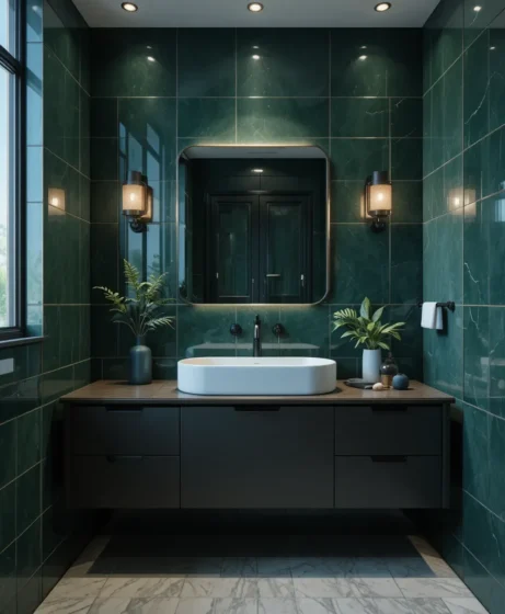 Dark Green Tile Backsplash