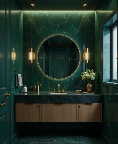 Dark Green with Brass Mirrors