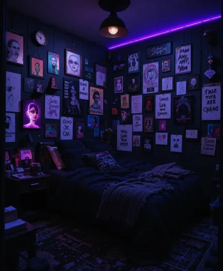 Emo Bedroom with Art Focus
