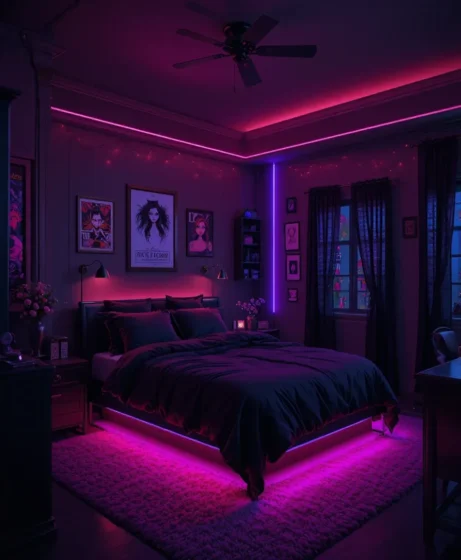Emo Bedroom with LED Lighting