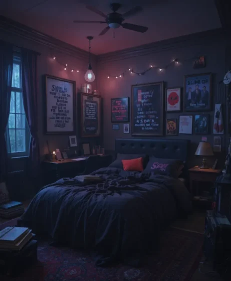 Emo Bedroom with Lyrics Wall