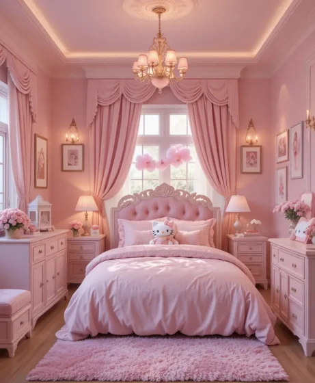 Hello Kitty Bedroom in Soft Blush Tones