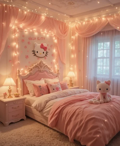 Hello Kitty Bedroom with Soft Lighting