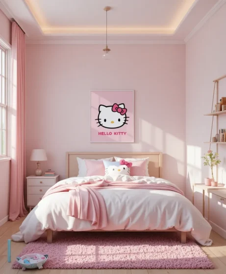 Hello Kitty Bedroom with Wall Art