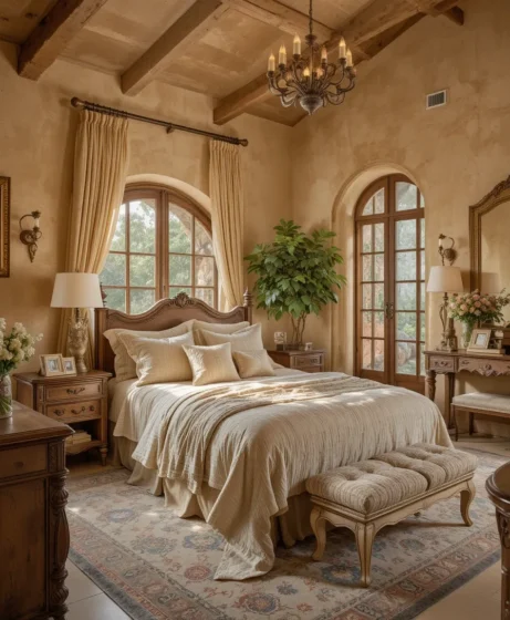 Mediterranean-Influenced Tuscan Bedroom