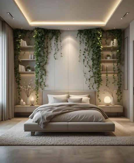 Modern Bedroom with Vines