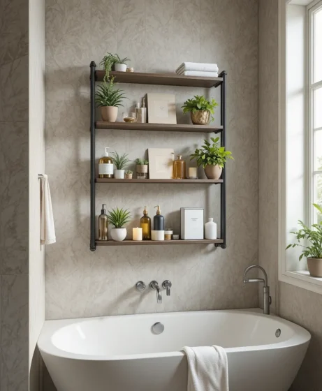 Over-the-Tub Shelving Rack