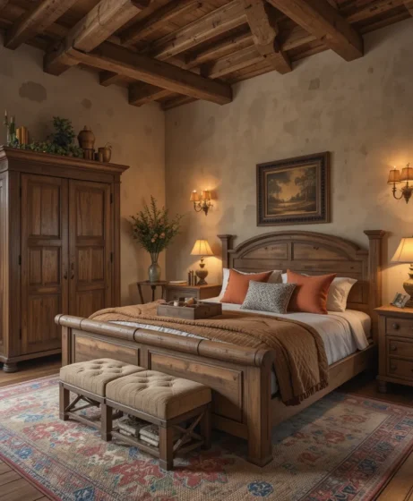 Rustic Wood Tuscan Bedroom