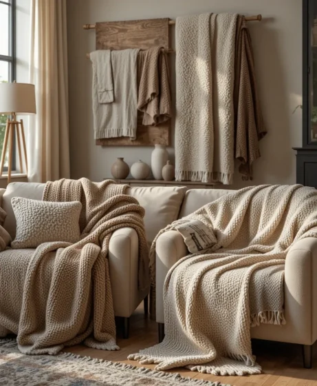 Textured Throw Blanket Display