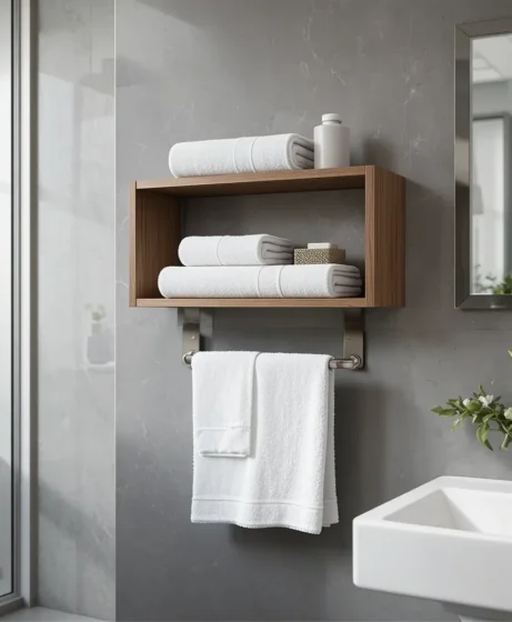 Towel Bar and Shelf Combo