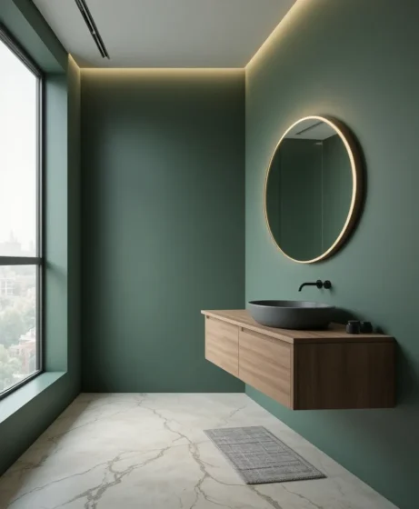Two-Tone Dark Green Walls