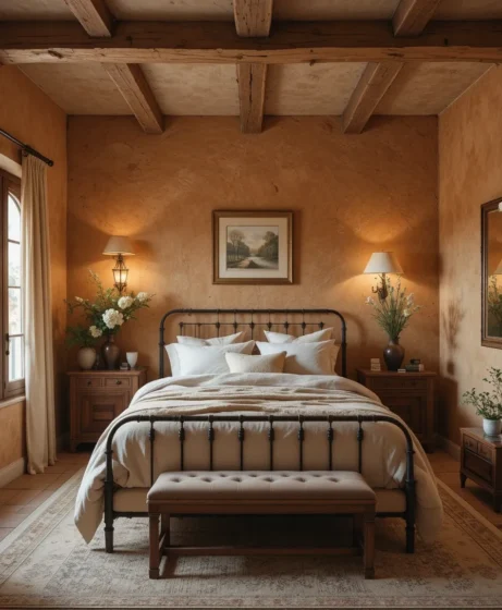 Warm Earth-Tone Tuscan Bedroom