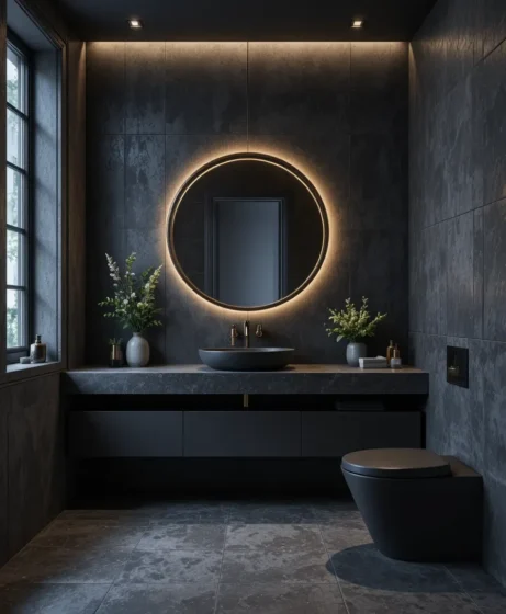 Dark Charcoal Moody Bathroom