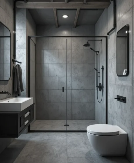 Industrial Gray Urban Bathroom