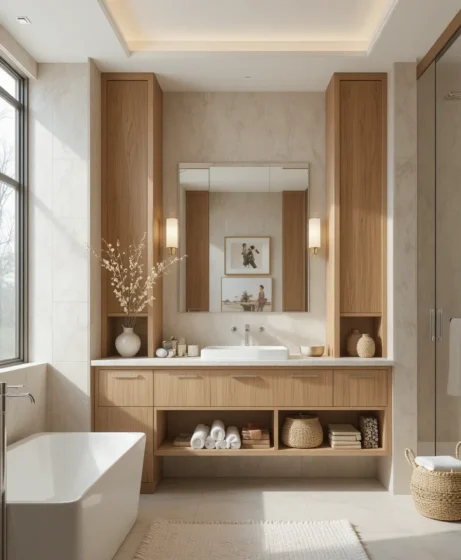 Light Wood Accents for Warmth