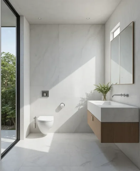 Minimalist White Microcement Oasis