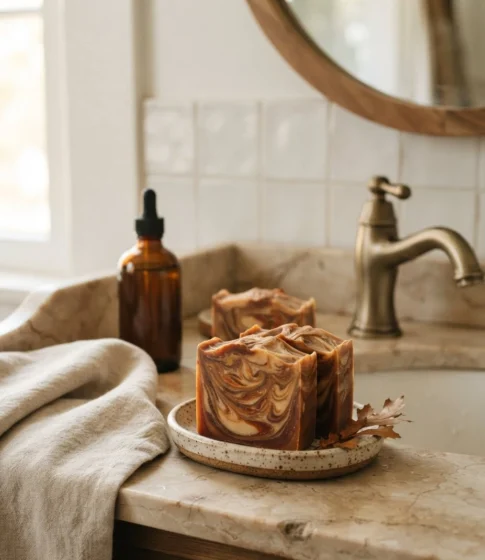 Marbled Soap Bars in Autumn Tones