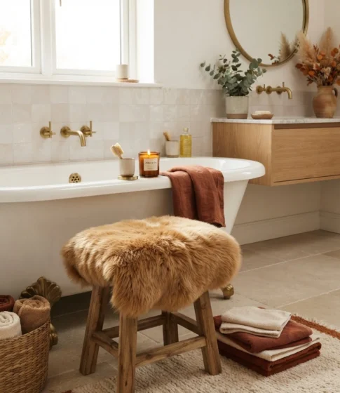 Faux Fur Stool Cover